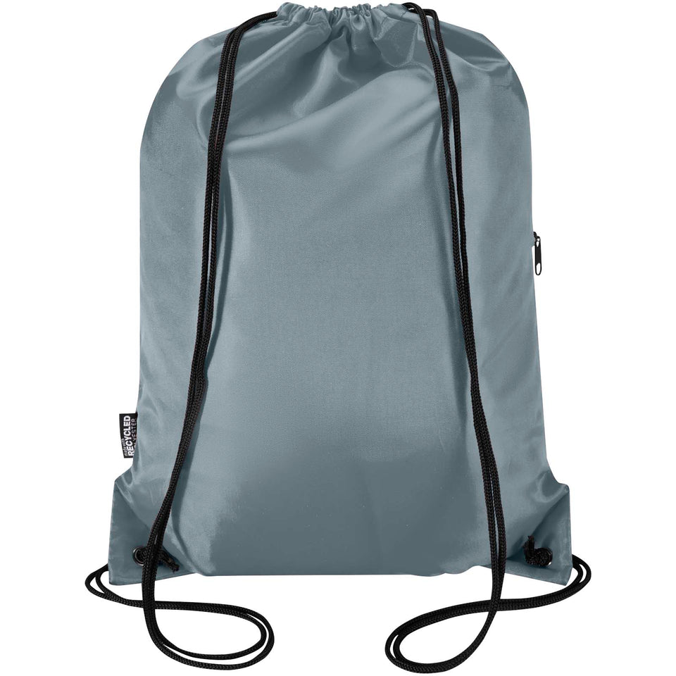 Borsa con coulisse in RPET con tasca frontale con cerniera Oriole - 5L personalizzato con logo - Pubblienne