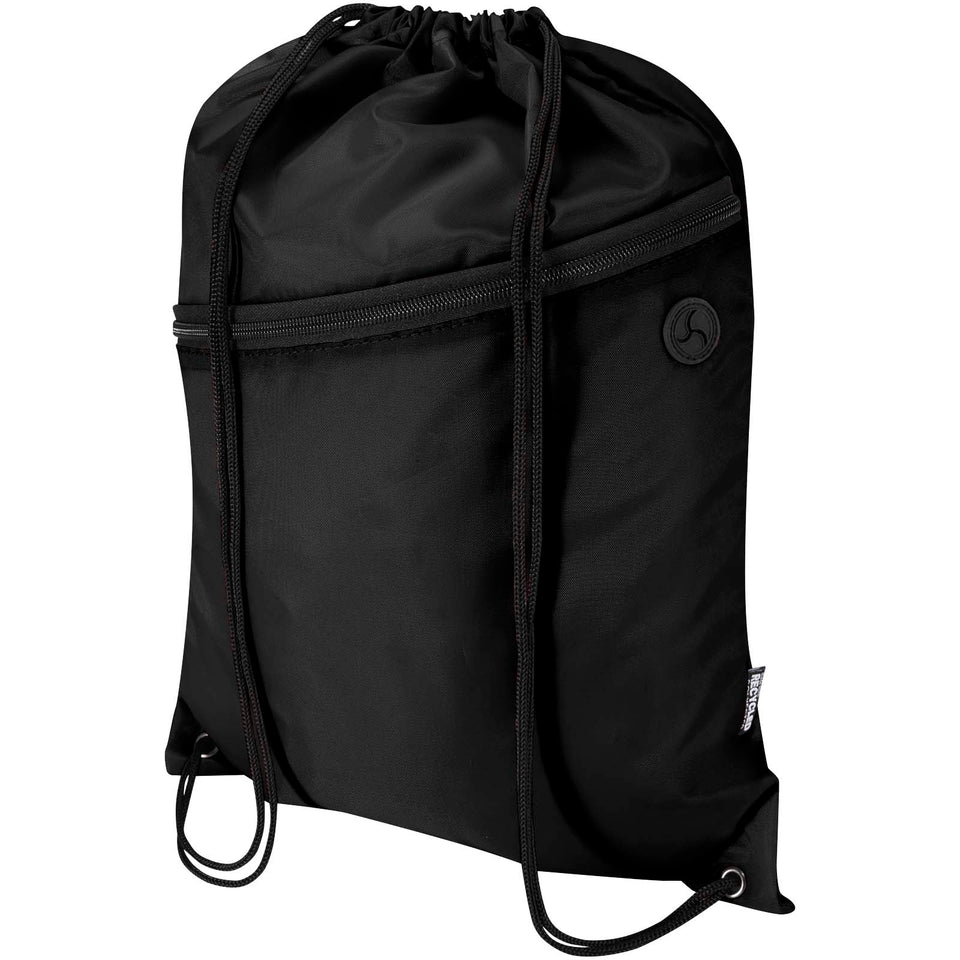Borsa con coulisse in RPET con tasca frontale con cerniera Oriole - 5L personalizzato con logo - Pubblienne