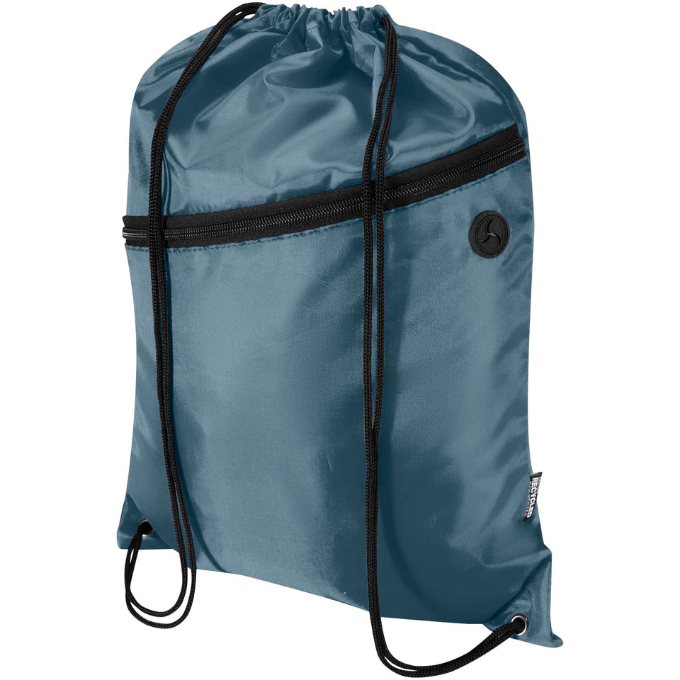 Borsa con coulisse in RPET con tasca frontale con cerniera Oriole - 5L personalizzato con logo - Pubblienne
