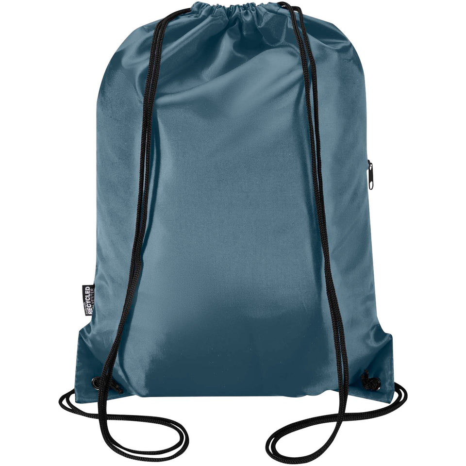 Borsa con coulisse in RPET con tasca frontale con cerniera Oriole - 5L personalizzato con logo - Pubblienne