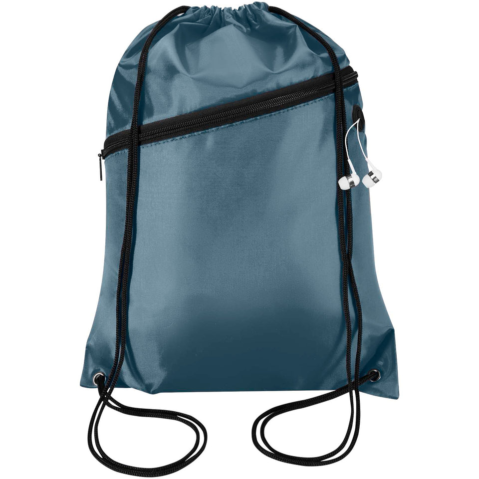 Borsa con coulisse in RPET con tasca frontale con cerniera Oriole - 5L personalizzato con logo - Pubblienne