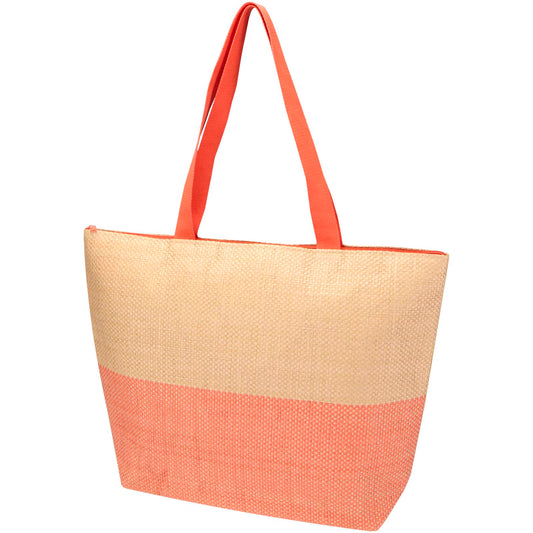 Borsa tote grande in carta paglia con cerniera Rhythm - 21L personalizzato con logo - Pubblienne