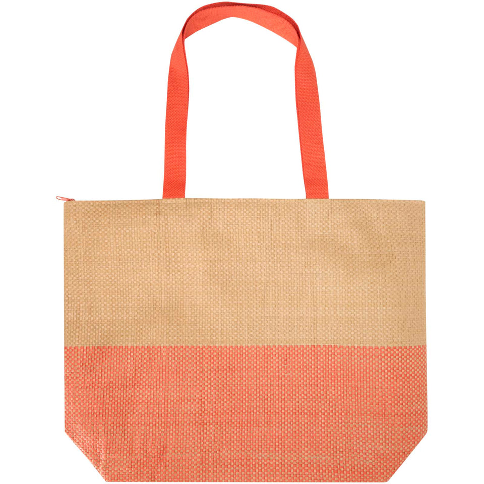 Borsa tote grande in carta paglia con cerniera Rhythm - 21L personalizzato con logo - Pubblienne