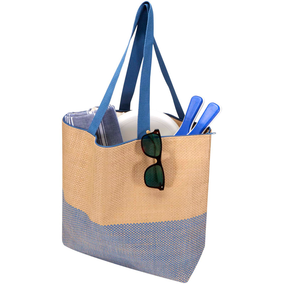 Borsa tote grande in carta paglia con cerniera Rhythm - 21L personalizzato con logo - Pubblienne