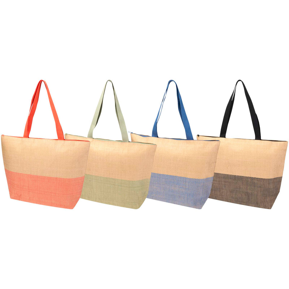Borsa tote grande in carta paglia con cerniera Rhythm - 21L personalizzato con logo - Pubblienne