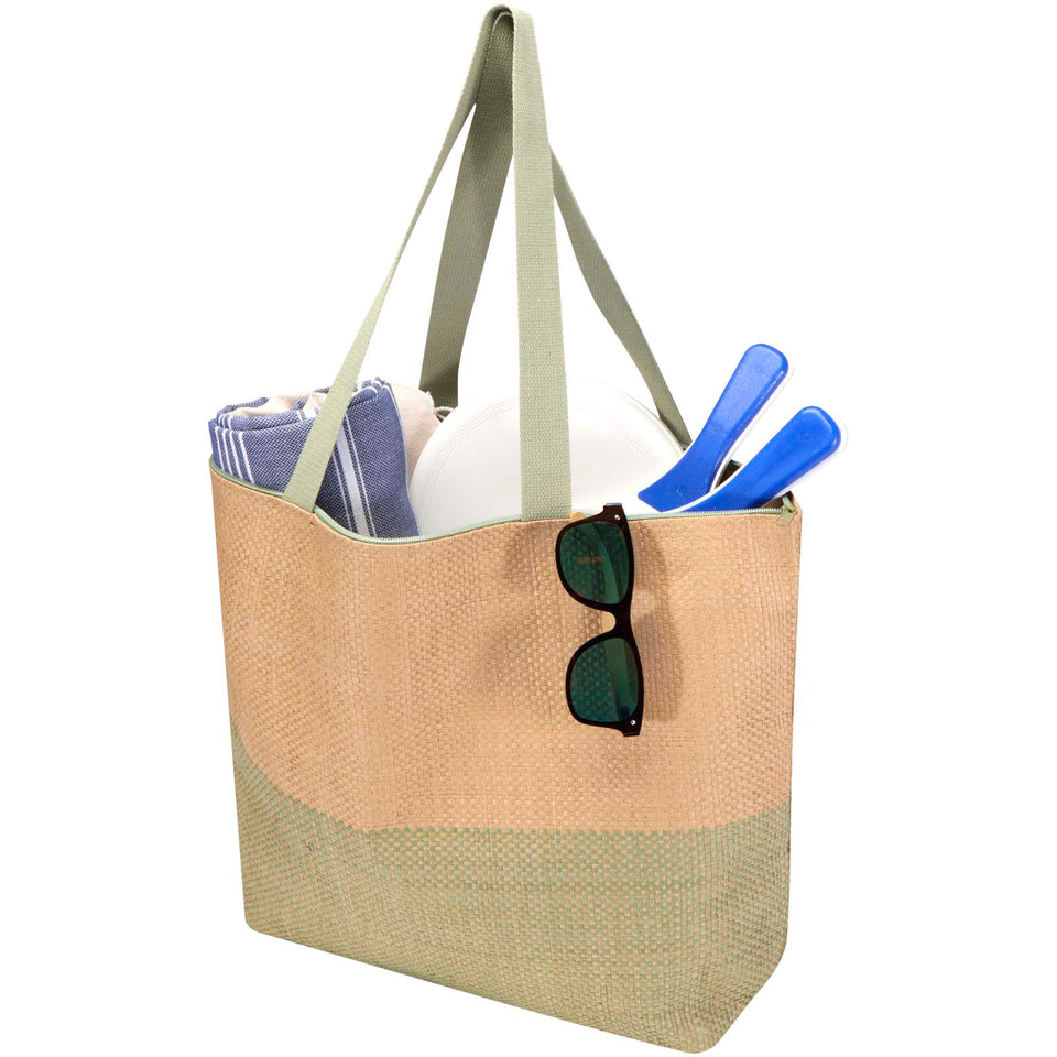Borsa tote grande in carta paglia con cerniera Rhythm - 21L personalizzato con logo - Pubblienne