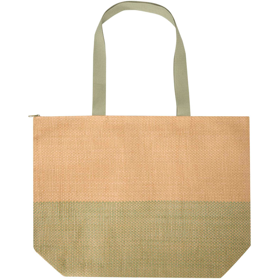 Borsa tote grande in carta paglia con cerniera Rhythm - 21L personalizzato con logo - Pubblienne