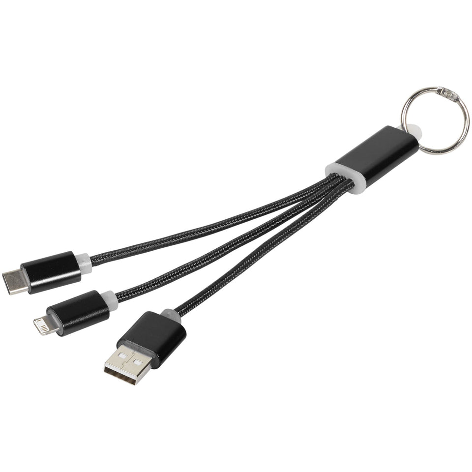 Cavo di ricarica 3 in 1 Metal con clip personalizzato con logo - Pubblienne