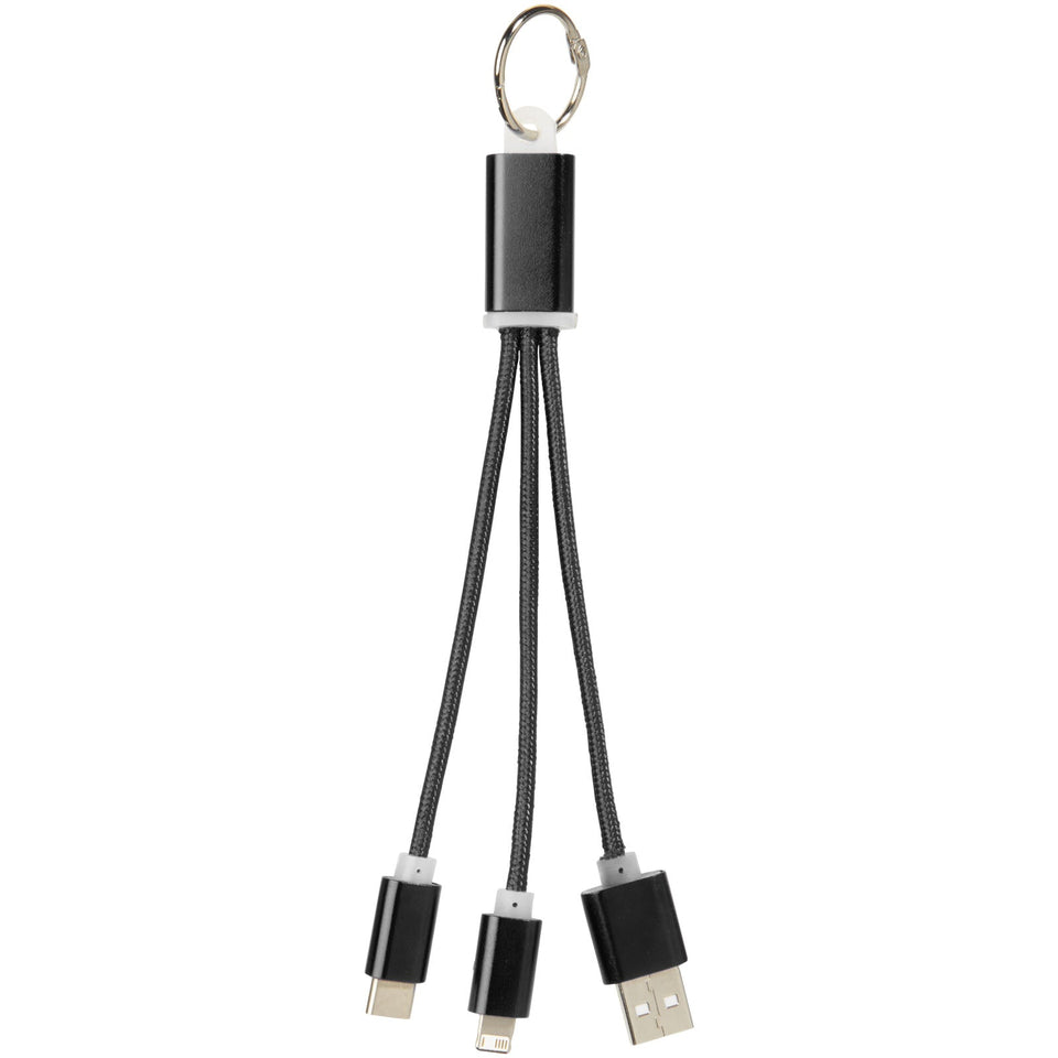 Cavo di ricarica 3 in 1 Metal con clip personalizzato con logo - Pubblienne