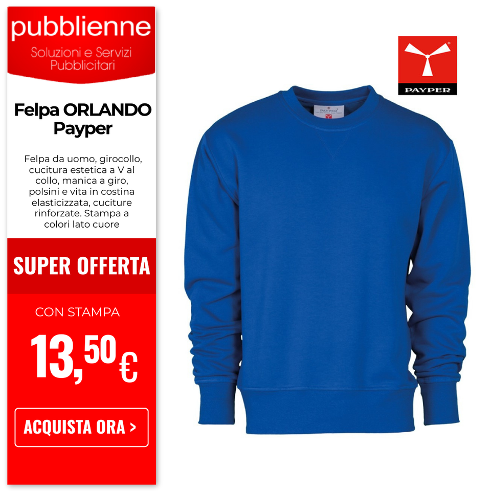 Felpa ORLANDO Payper personalizzato con logo - Pubblienne