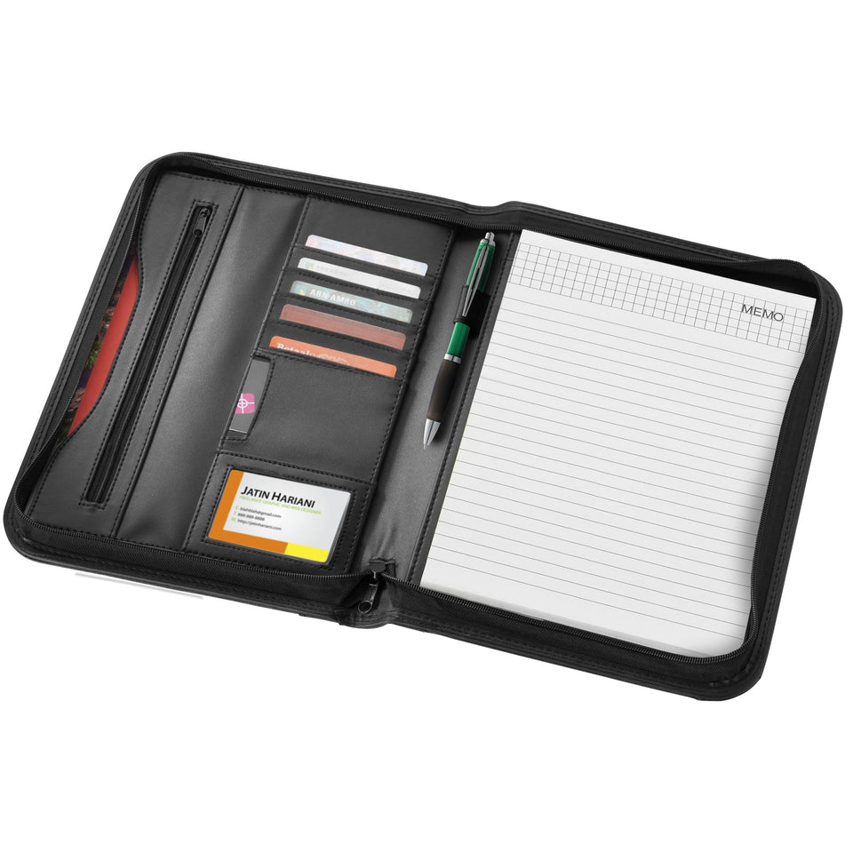 Portadocumenti A4 con cerniera Ebony personalizzato con logo - Pubblienne
