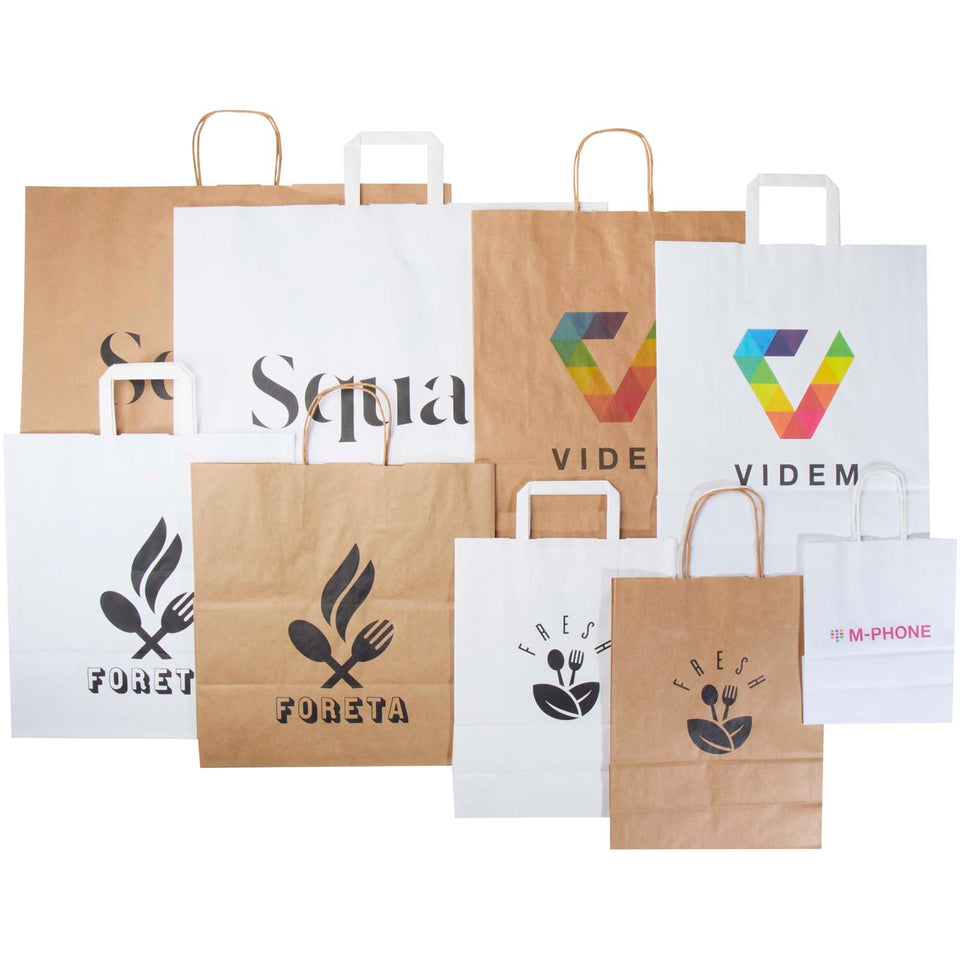 Box campionatura sacchetti assortiti di carta kraft personalizzato con logo - Pubblienne