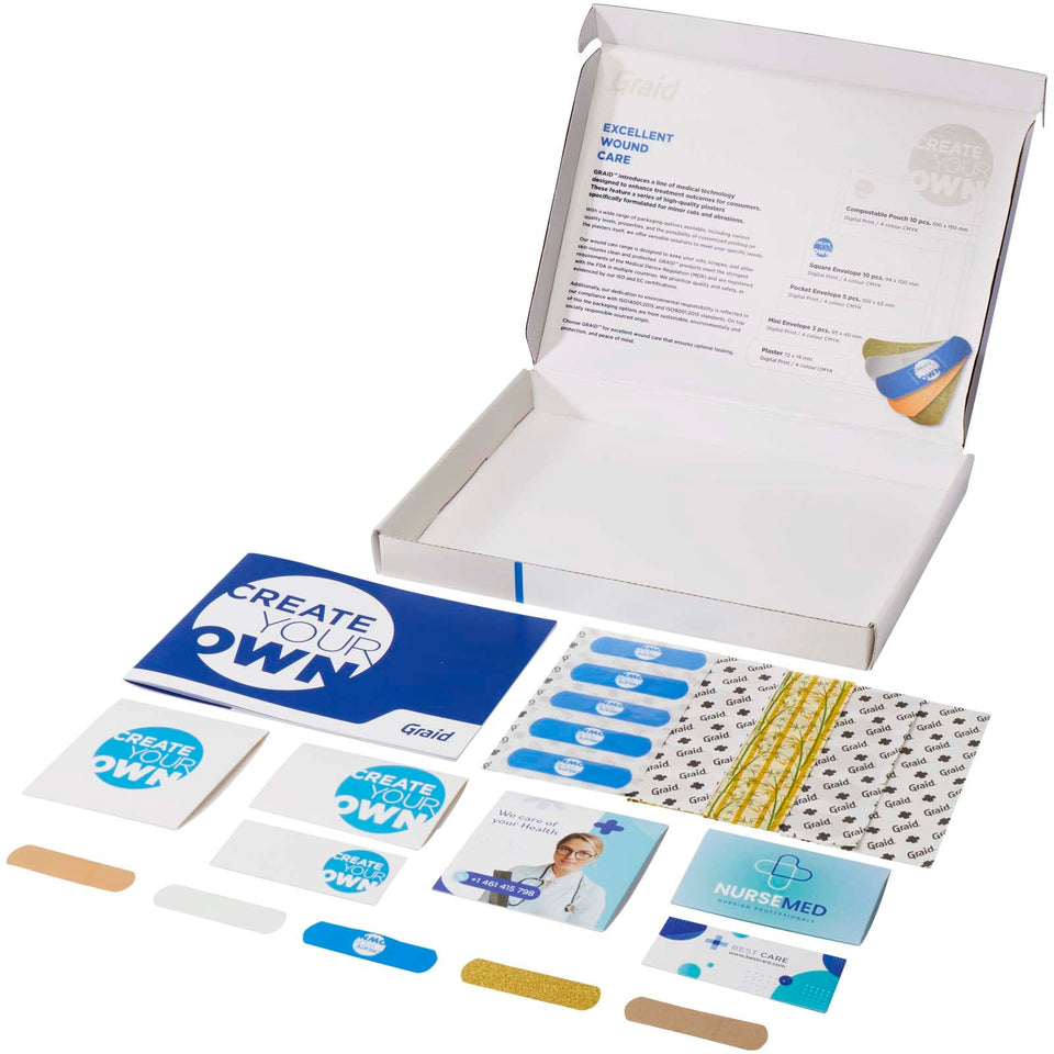 Box campionatura con cerotti assortiti personalizzato con logo - Pubblienne
