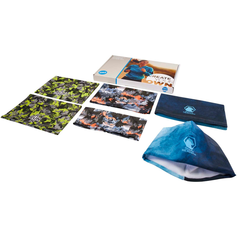 Confezione di copricapi assortiti con stampa a sublimazione personalizzato con logo - Pubblienne