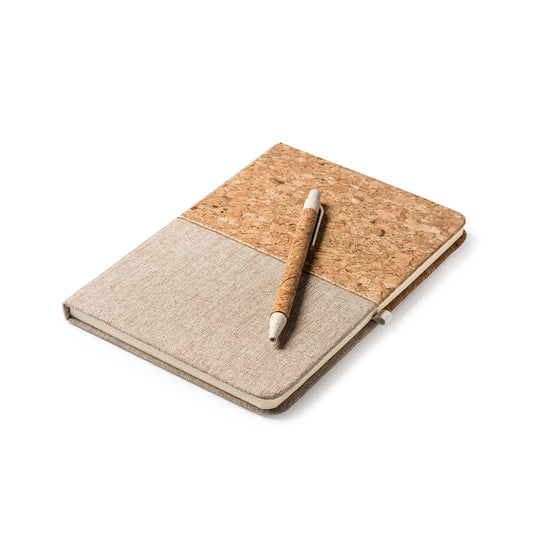Block Notes In Sughero E Cotone Con Penna personalizzato con logo - Pubblienne