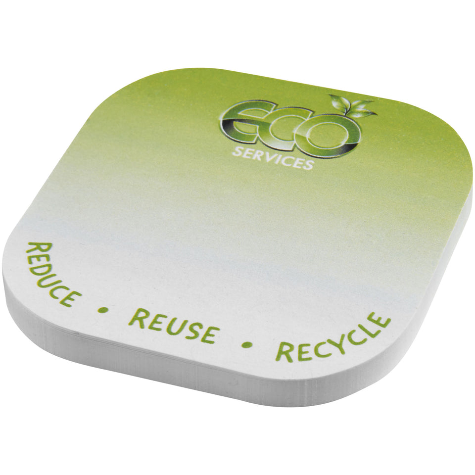 Foglietti adesivi in carta riciclata quadrati con angoli arrotondati Sticky-Mate® personalizzato con logo - Pubblienne