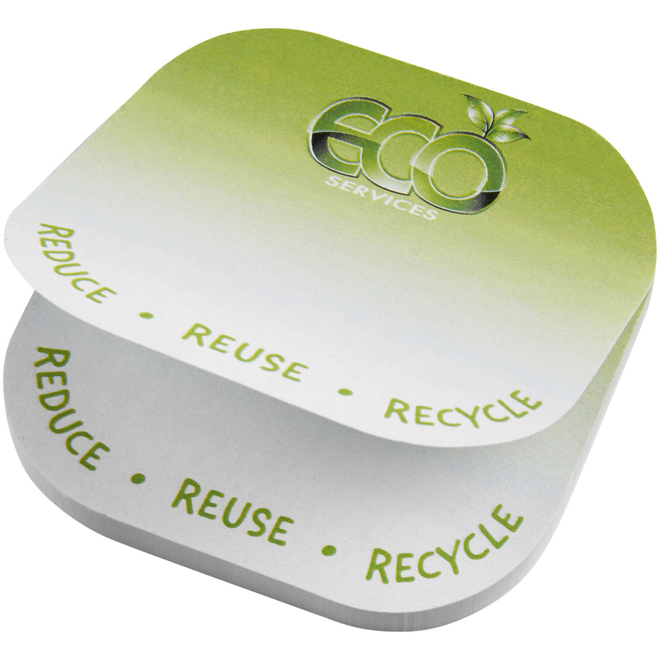 Foglietti adesivi in carta riciclata quadrati con angoli arrotondati Sticky-Mate® personalizzato con logo - Pubblienne