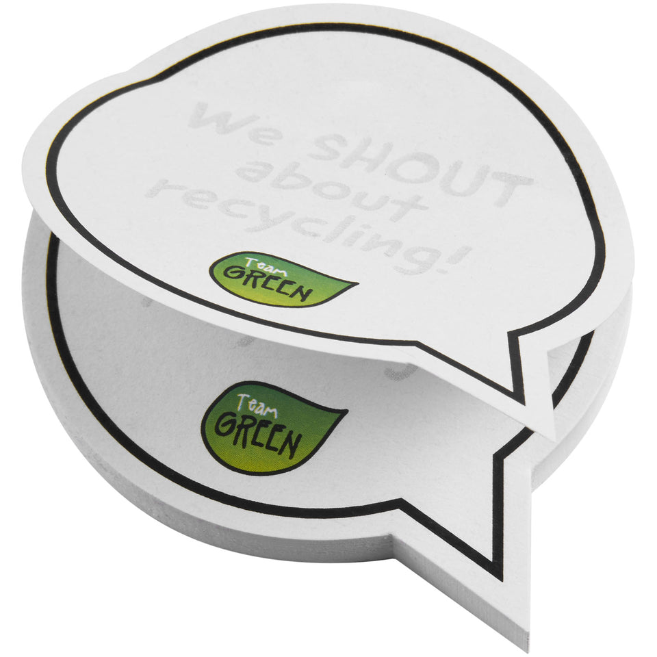 Foglietti adesivi in carta riciclata a forma di fumetto Sticky-Mate® personalizzato con logo - Pubblienne