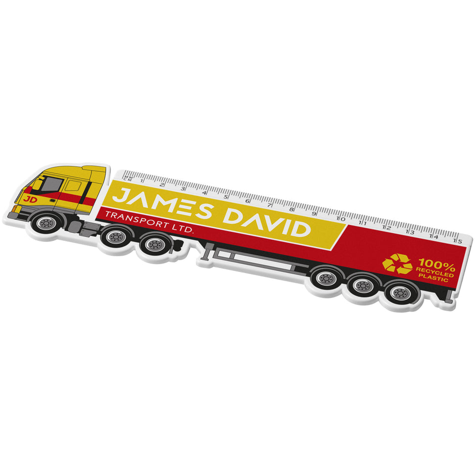 Righello da 15 cm in plastica riciclata a forma di camion Tait personalizzato con logo - Pubblienne