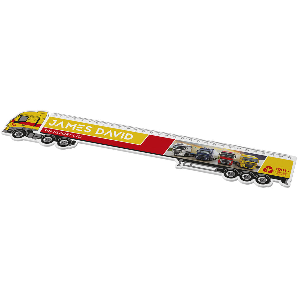 Righello da 30 cm in plastica riciclata a forma di camion Tait personalizzato con logo - Pubblienne