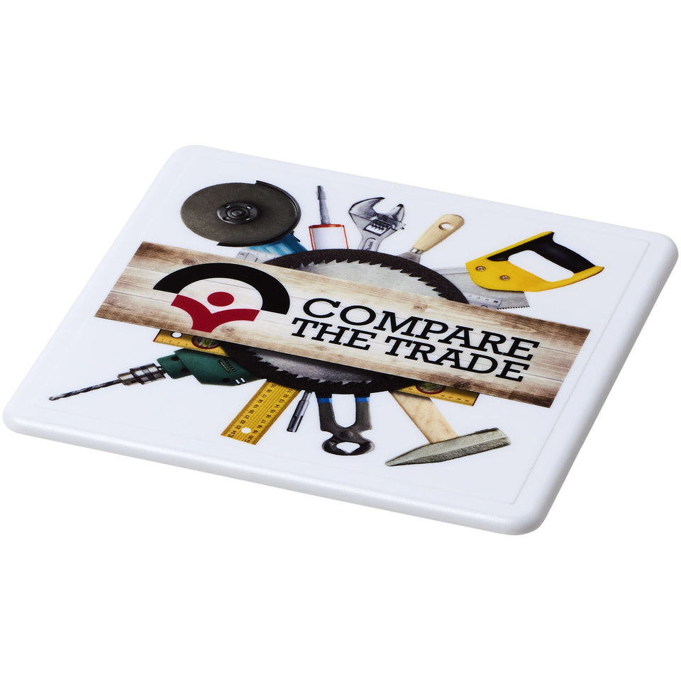 Sottobicchiere Renzo in plastica di forma quadrata personalizzato con logo - Pubblienne