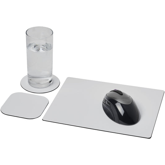 Set Brite-Mat® 1 con tappetino per mouse e sottobicchieri personalizzato con logo - Pubblienne
