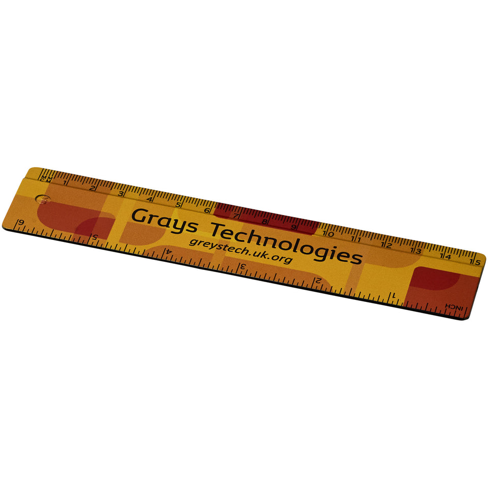 Righello Terran da 15 cm in plastica riciclata al 100% personalizzato con logo - Pubblienne