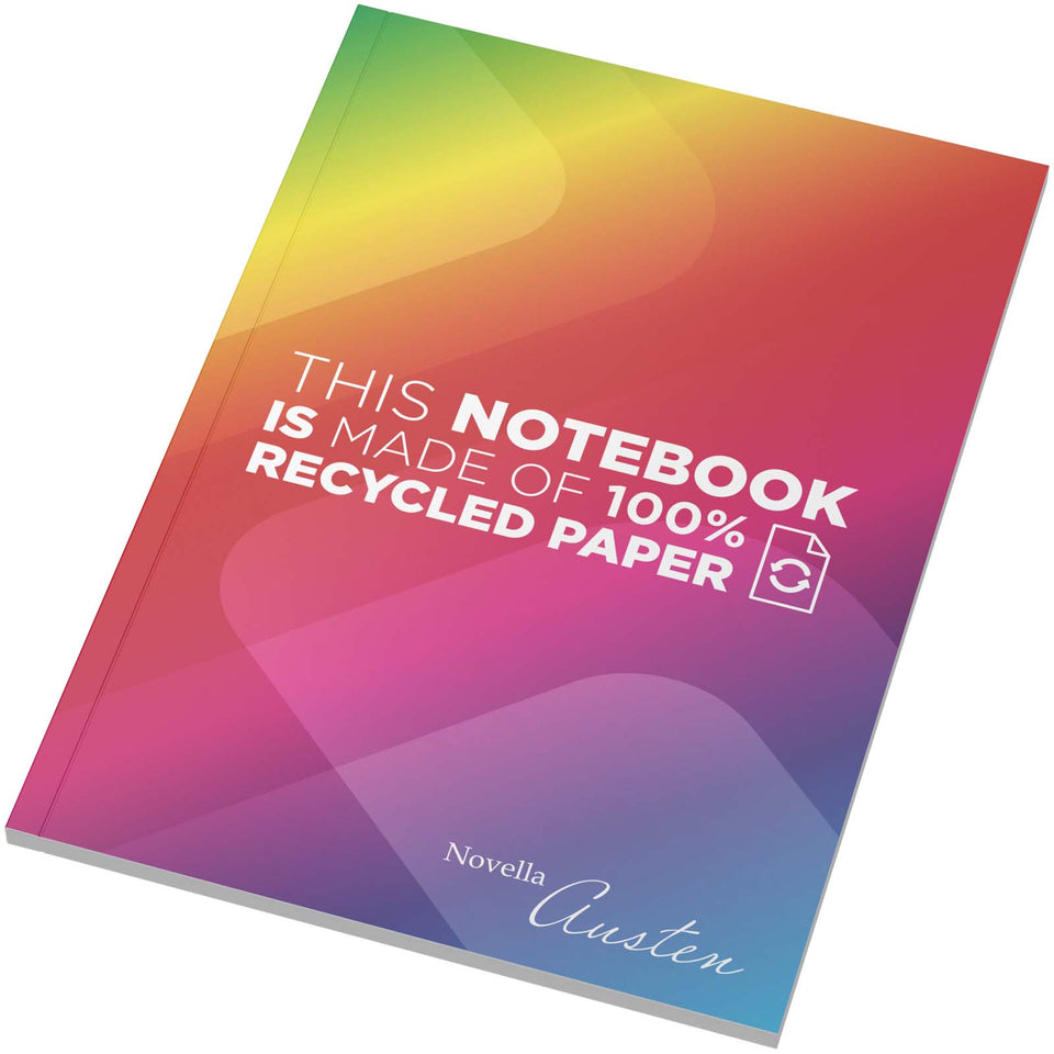 Blocco note formato A5 con copertina morbida riciclata e 50 fogli Novella Austen personalizzato con logo - Pubblienne