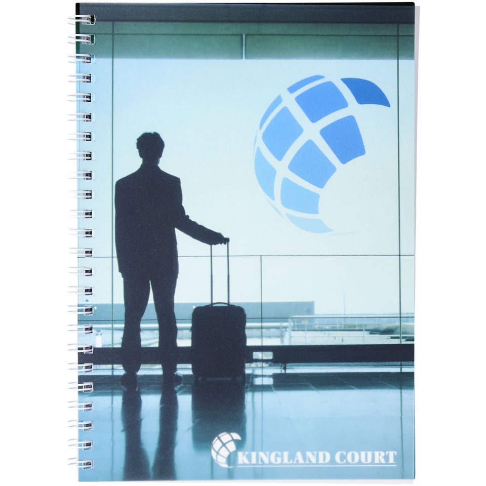 Notebook A5 spiralato Desk-Mate® con copertina in PP personalizzato con logo - Pubblienne