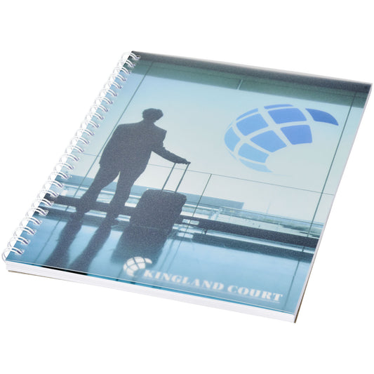 Notebook A5 spiralato Desk-Mate® con copertina in PP personalizzato con logo - Pubblienne