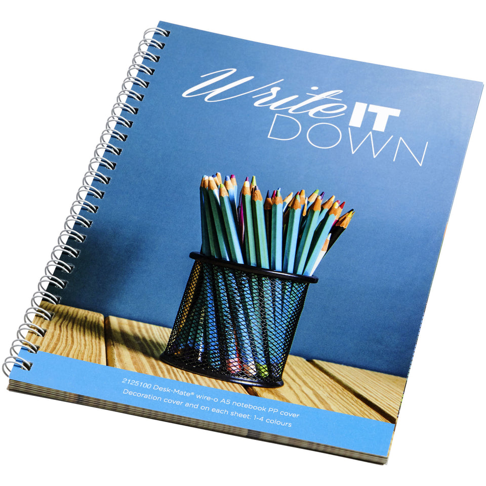 Notebook A5 spiralato Desk-Mate® personalizzato con logo - Pubblienne