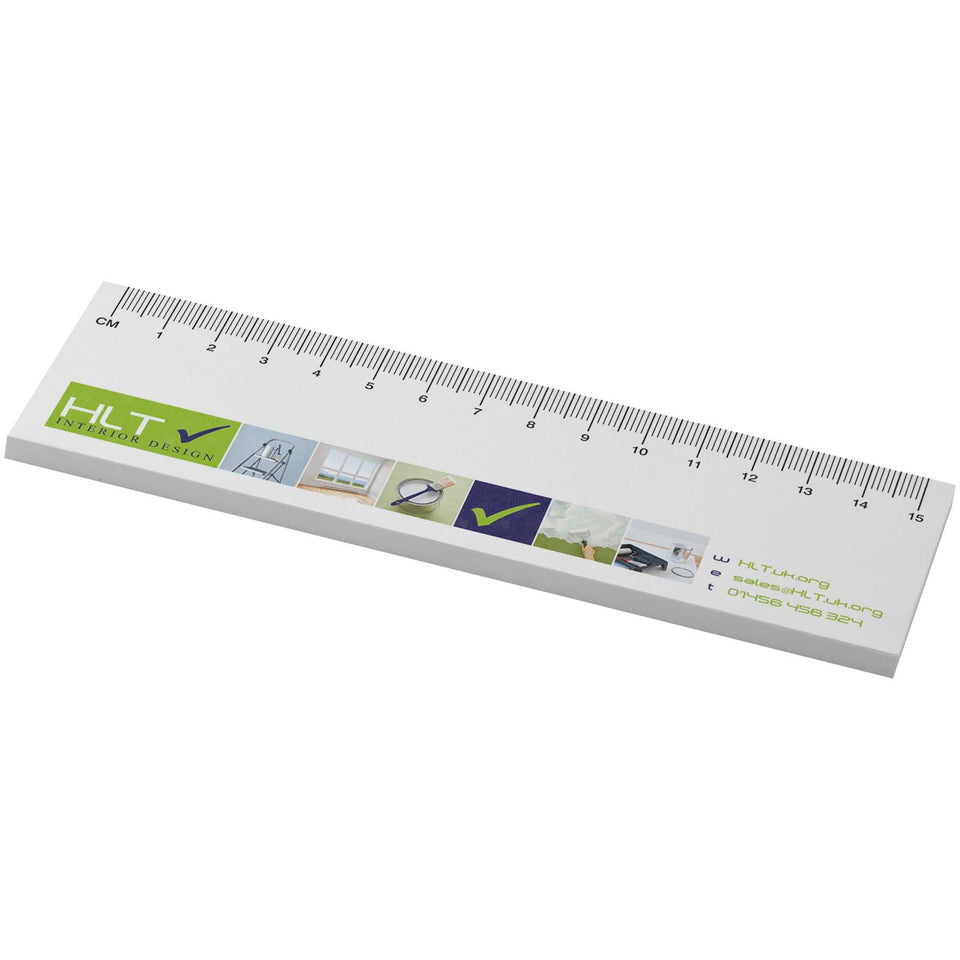 Foglietti adesivi in materiale riciclato con righello stampato da 15cm Sticky-Mate® personalizzato con logo - Pubblienne