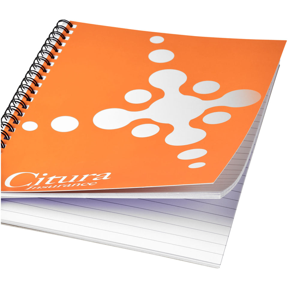 Notebook A5 Desk-Mate® con copertina sintetica personalizzato con logo - Pubblienne