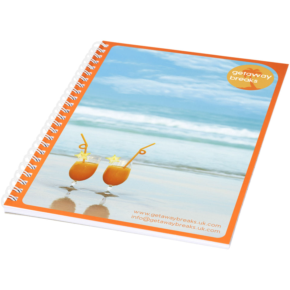 Notebook A5 Desk-Mate® con copertina sintetica personalizzato con logo - Pubblienne