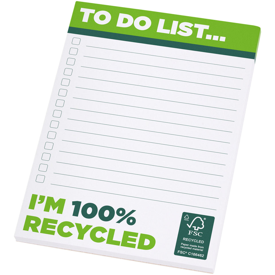 Blocco note A6 in carta riciclata Desk-Mate® personalizzato con logo - Pubblienne
