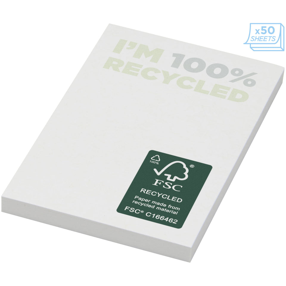 Foglietti adesivi in carta riciclata 50 x 75 mm Sticky-Mate® personalizzato con logo - Pubblienne