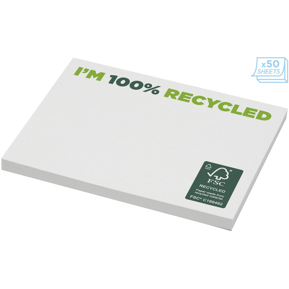 Foglietti adesivi in carta riciclata 100 x 75 mm Sticky-Mate® personalizzato con logo - Pubblienne
