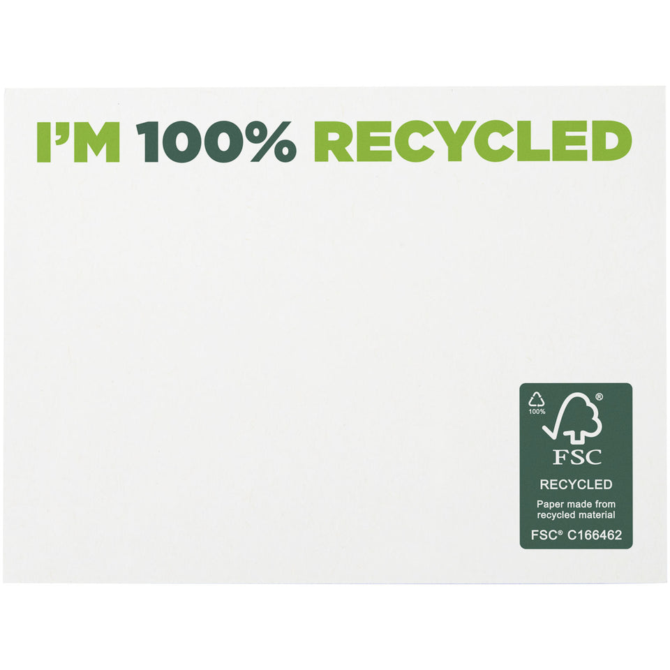 Foglietti adesivi in carta riciclata 100 x 75 mm Sticky-Mate® personalizzato con logo - Pubblienne