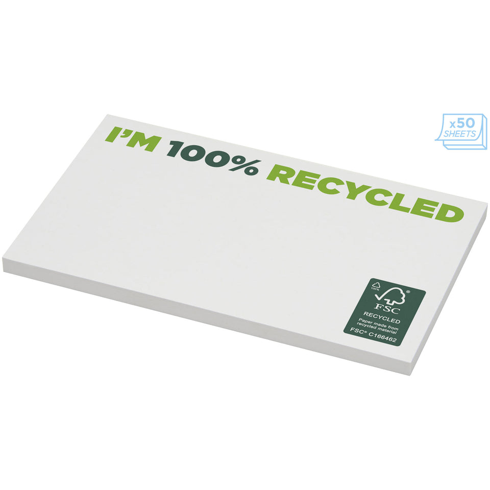 Foglietti adesivi in carta riciclata 127 x 75 mm Sticky-Mate® personalizzato con logo - Pubblienne