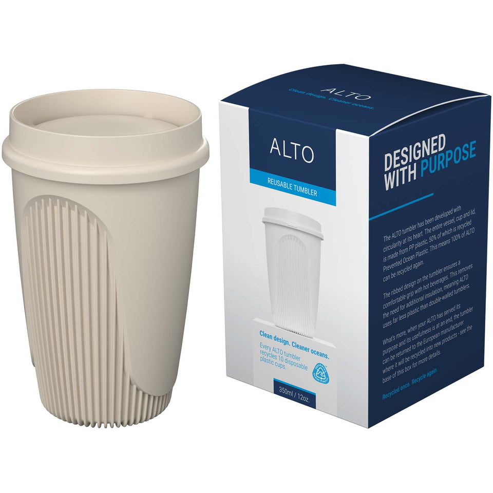 Bicchiere da 350 ml con coperchio a 360° Alto POP personalizzato con logo - Pubblienne
