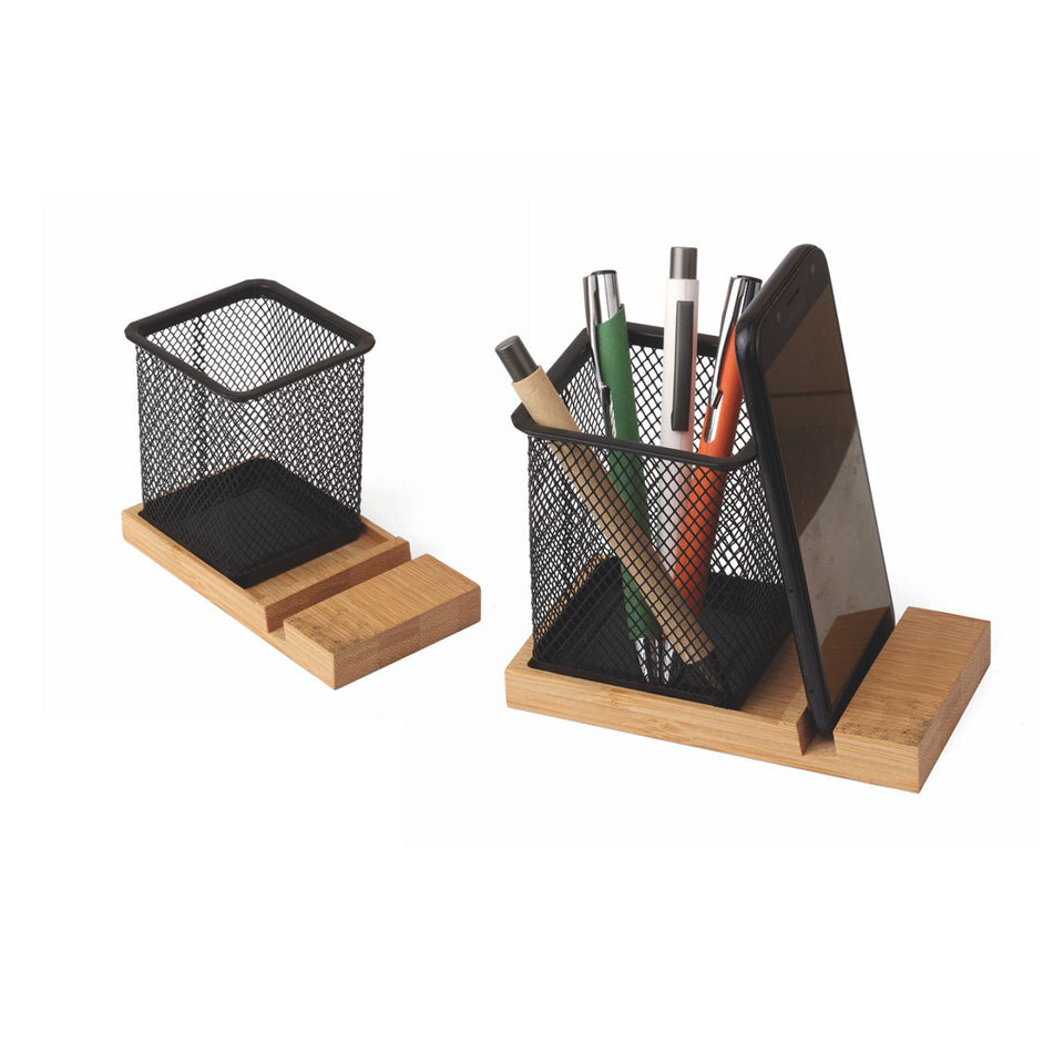2652 Gechy - Portapenne/Cellulare In alluminio E Legno personalizzato con logo - Pubblienne
