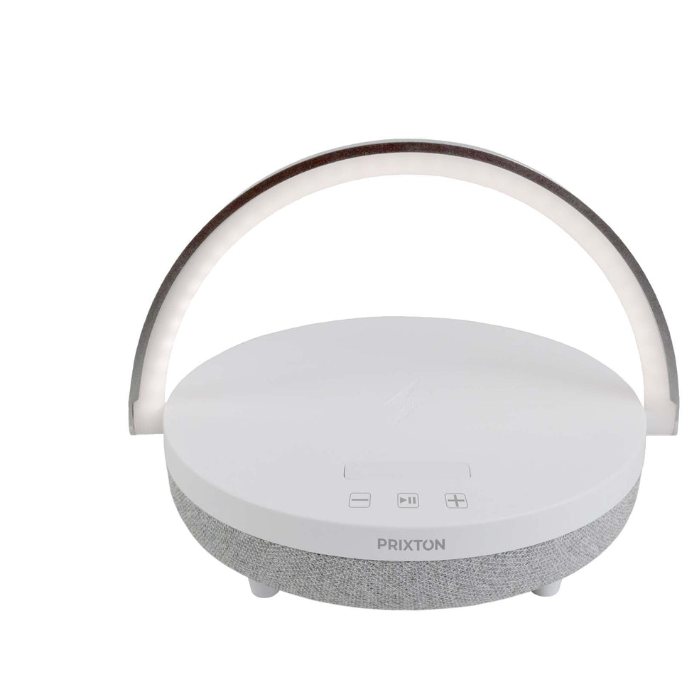 Speaker Bluetooth® 4 in 1 da 10 W con luce LED e base di ricarica wireless Prixton personalizzato con logo - Pubblienne