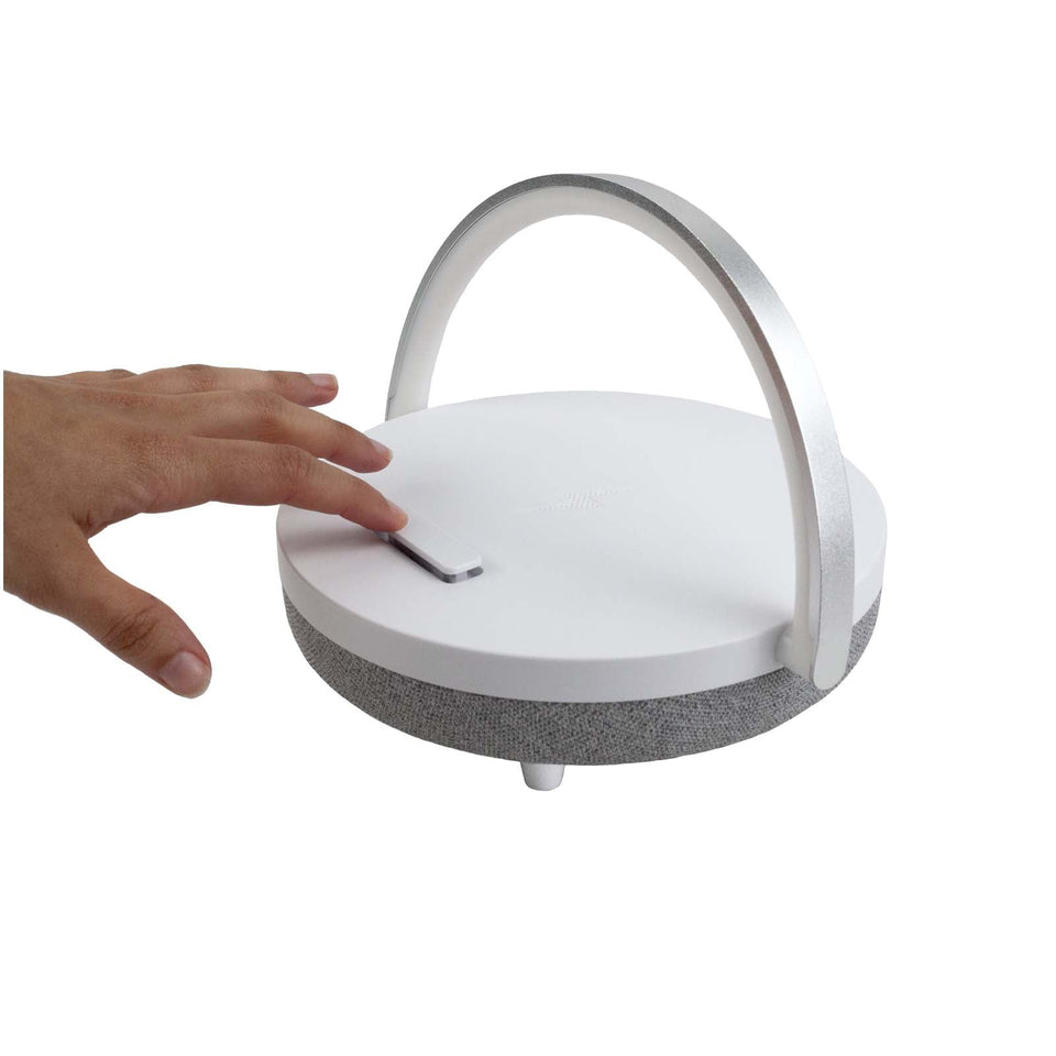 Speaker Bluetooth® 4 in 1 da 10 W con luce LED e base di ricarica wireless Prixton personalizzato con logo - Pubblienne