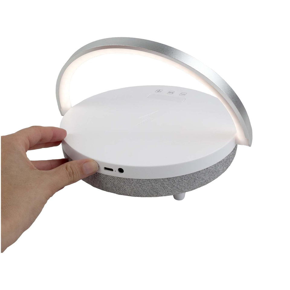 Speaker Bluetooth® 4 in 1 da 10 W con luce LED e base di ricarica wireless Prixton personalizzato con logo - Pubblienne