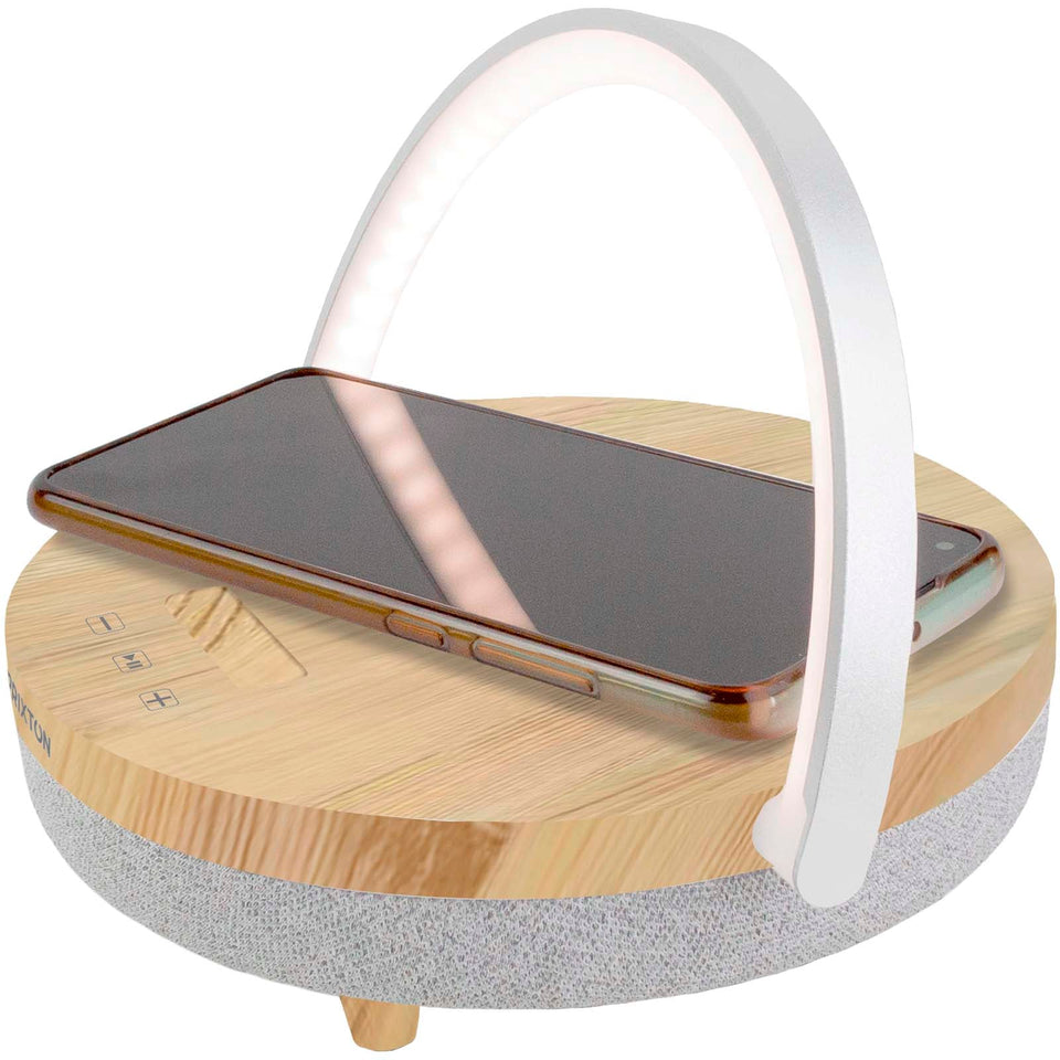Speaker Bluetooth® 4 in 1 da 10 W con luce LED e base di ricarica wireless Prixton personalizzato con logo - Pubblienne