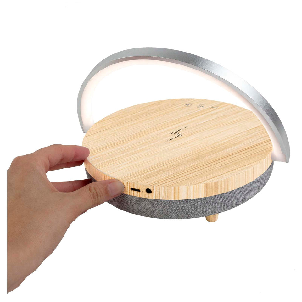 Speaker Bluetooth® 4 in 1 da 10 W con luce LED e base di ricarica wireless Prixton personalizzato con logo - Pubblienne
