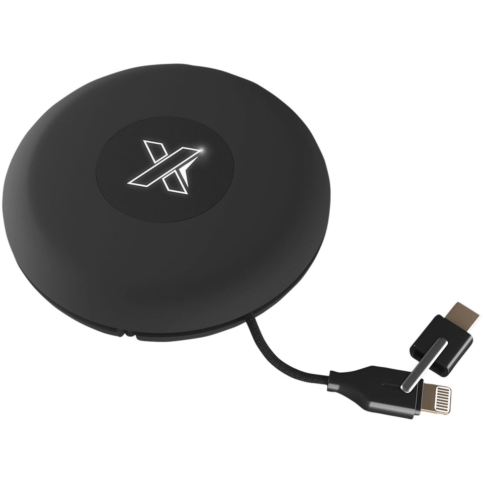 Cavo luminoso SCX.design C18 da viaggio 3-in-1 personalizzato con logo - Pubblienne