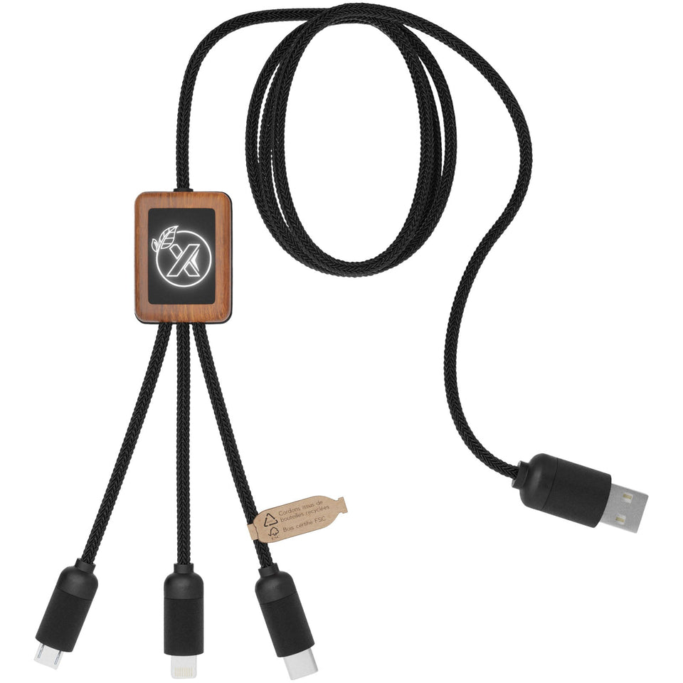 Cavo SCX.design C29 in bambù 3-in-1 personalizzato con logo - Pubblienne