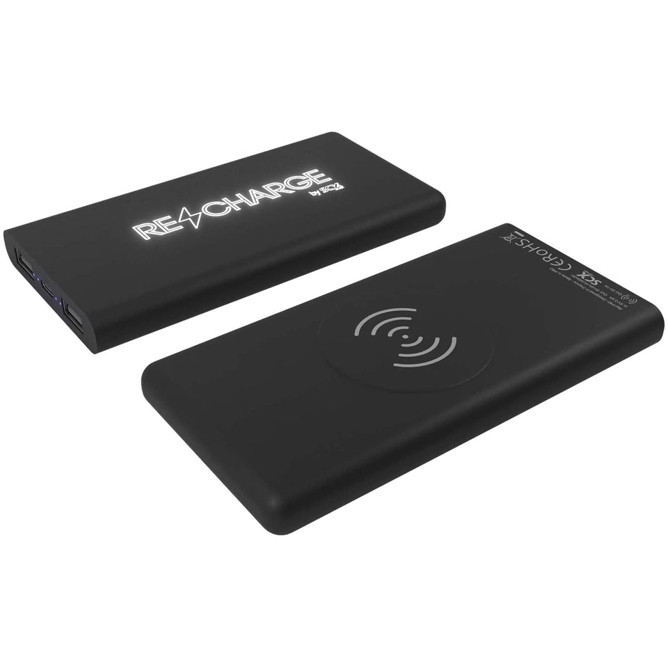 Power bank wireless luminoso in gomma da 10.000 mAh SCX.design P40 personalizzato con logo - Pubblienne