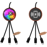 Cavo di ricarica 5 in 1 in rPET riciclato con logo luminoso e stazione di ricarica da 10 W SCX.design C40 personalizzato con logo - Pubblienne